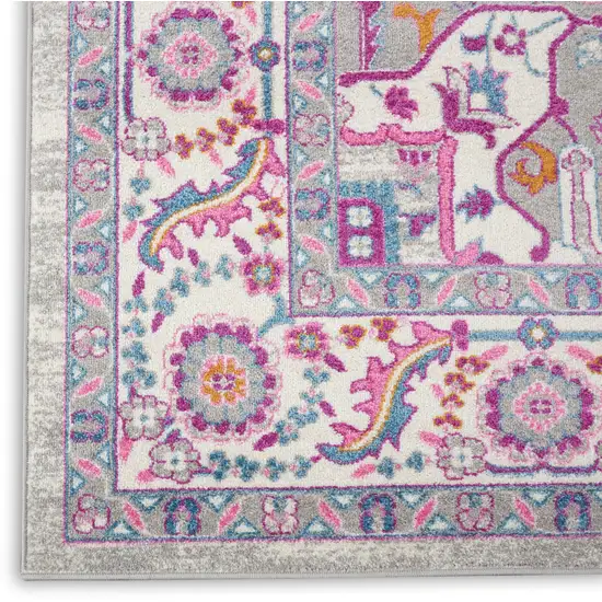 Gray Floral Power Loom Area Rug Photo 3