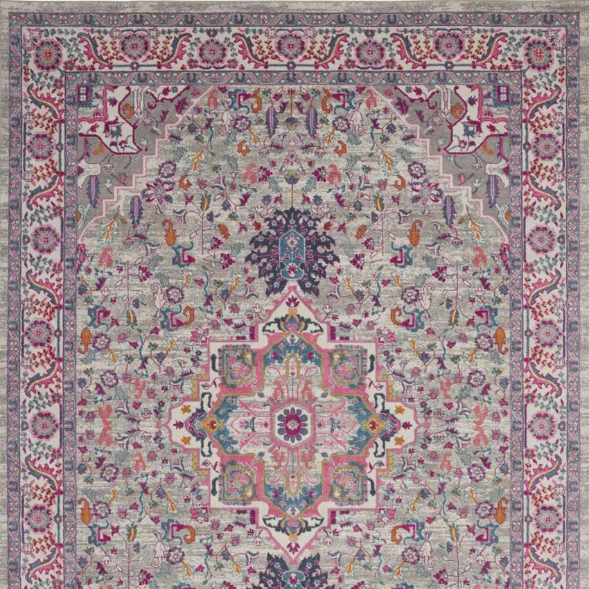 Gray Floral Power Loom Area Rug Photo 6