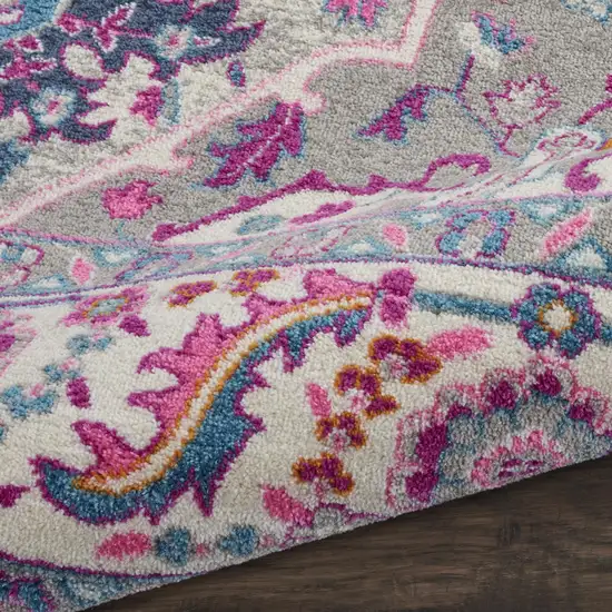 Gray Floral Power Loom Area Rug Photo 7