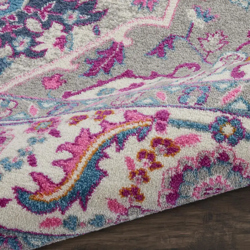 Gray Floral Power Loom Area Rug Photo 7