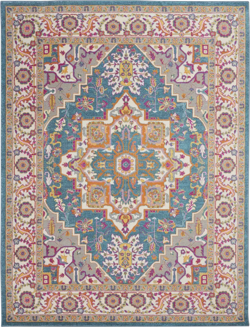 Gray Floral Power Loom Area Rug Photo 9