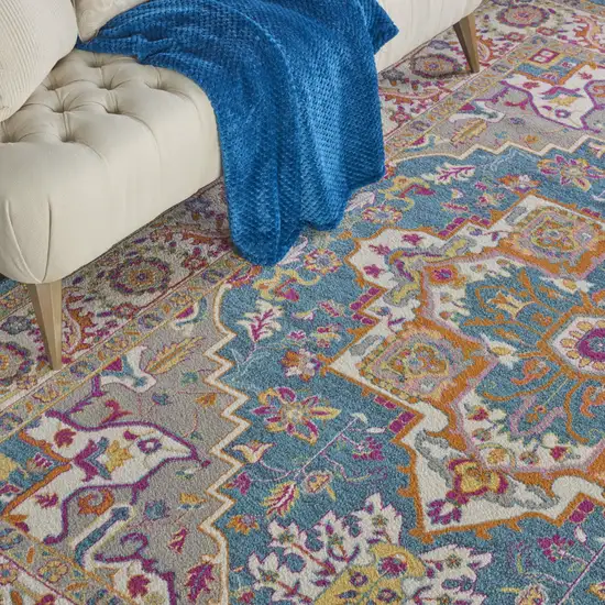 Gray Floral Power Loom Area Rug Photo 4