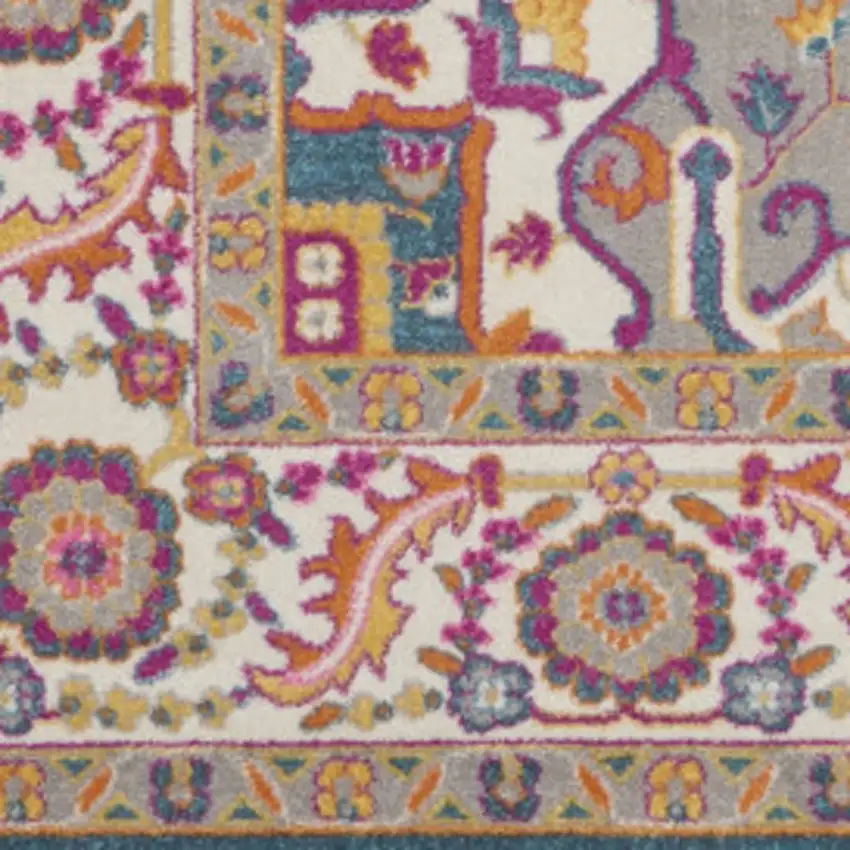 Gray Floral Power Loom Area Rug Photo 5