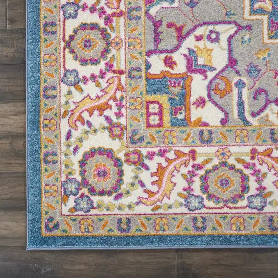 Gray Floral Power Loom Area Rug Photo 8