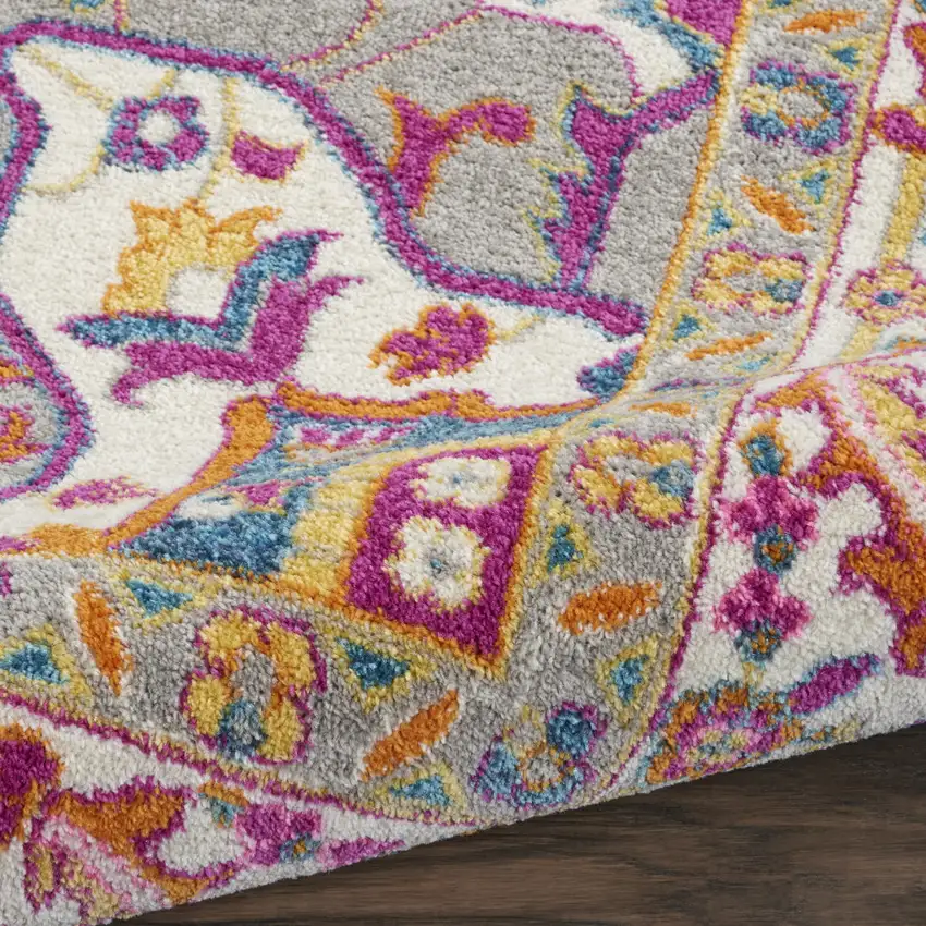 Gray Floral Power Loom Area Rug Photo 8