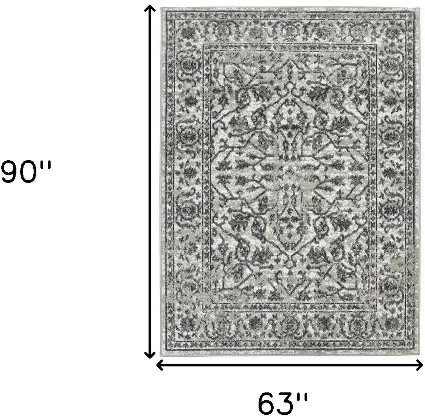 Gray Floral Power Loom Area Rug Photo 5