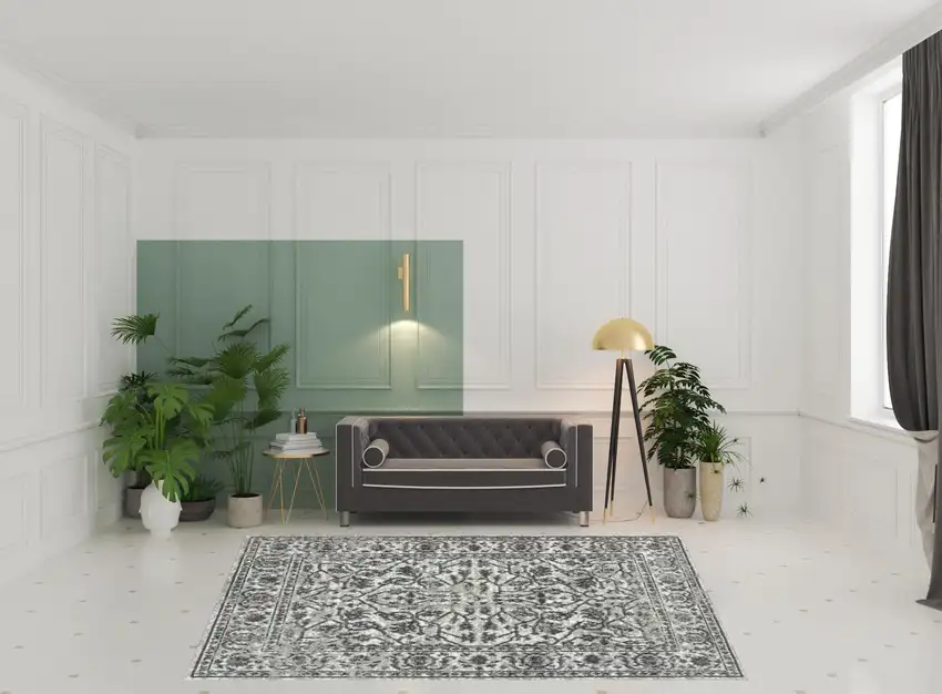 Gray Floral Power Loom Area Rug Photo 2