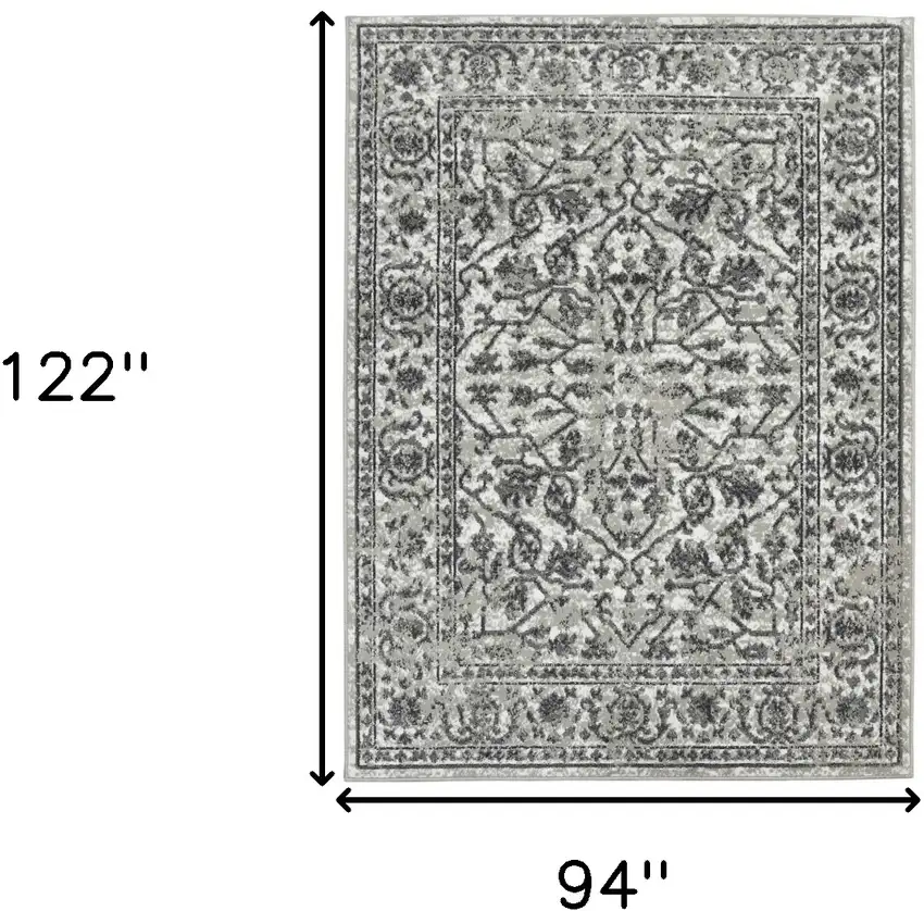 Gray Floral Power Loom Area Rug Photo 3