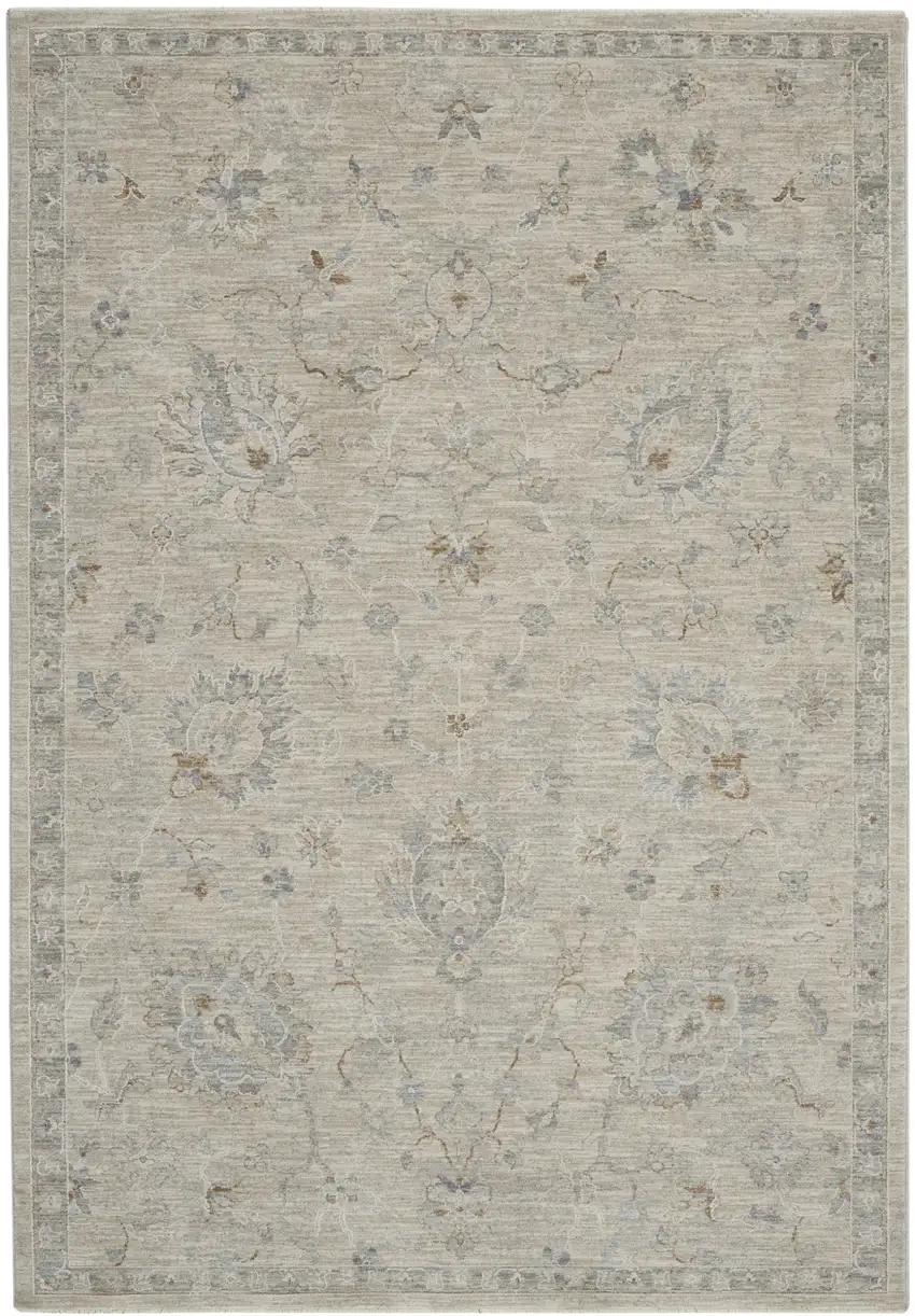 Gray Floral Power Loom Area Rug Photo 2