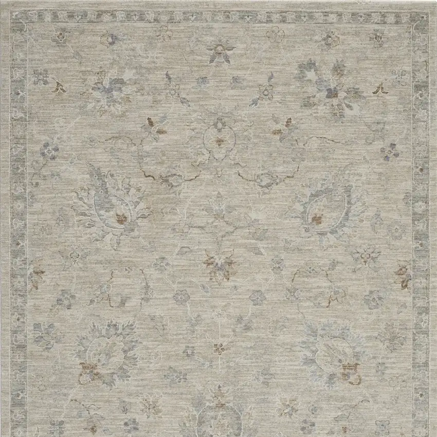 Gray Floral Power Loom Area Rug Photo 8