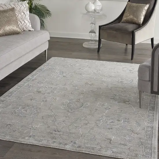 Gray Floral Power Loom Area Rug Photo 3