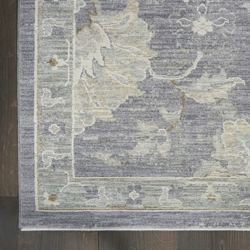 Gray And Charcoal Floral Area Rug Photo 9