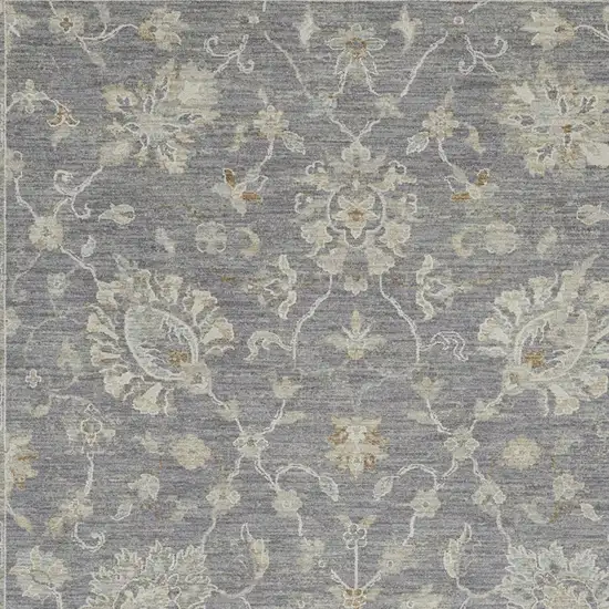 Gray And Charcoal Floral Area Rug Photo 8