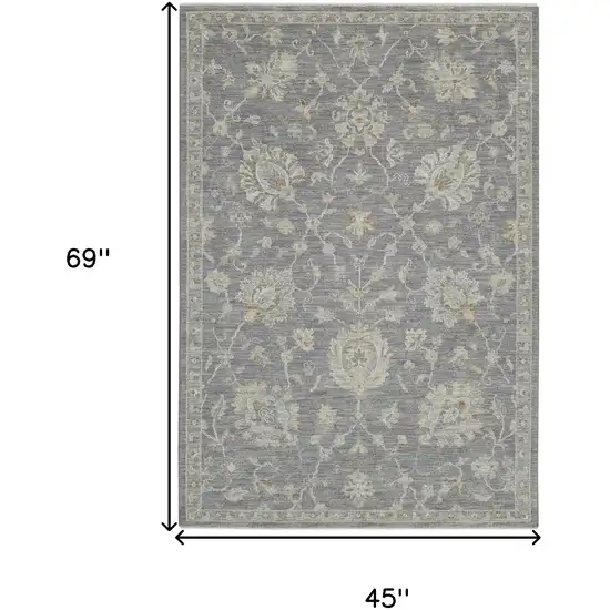 Gray And Charcoal Floral Area Rug Photo 3