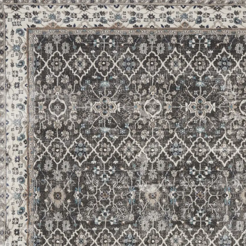 Gray Floral Power Loom Area Rug Photo 8