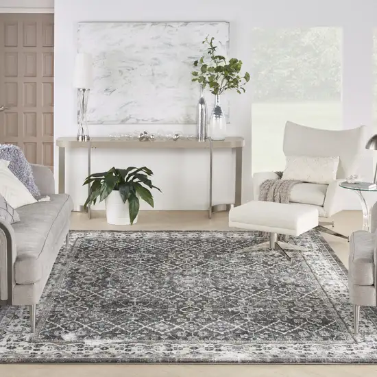 Gray Floral Power Loom Area Rug Photo 7