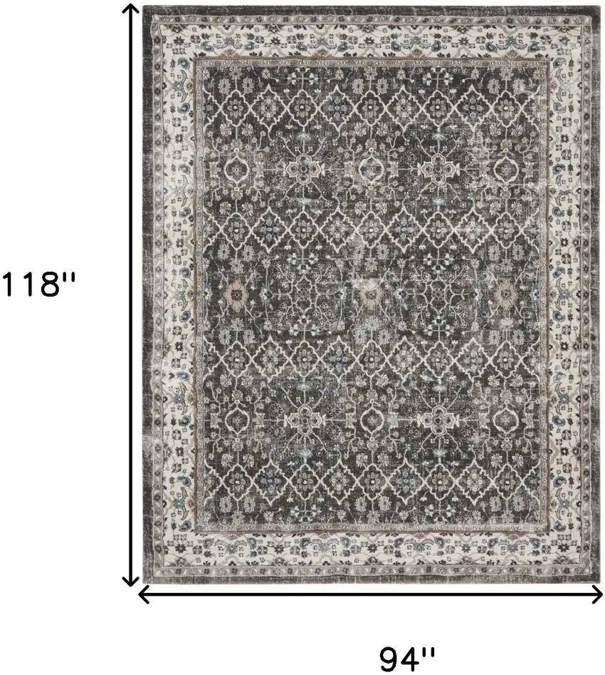 Gray Floral Power Loom Area Rug Photo 3