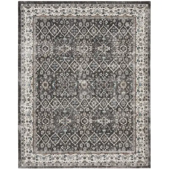 Gray Floral Power Loom Area Rug Photo 1