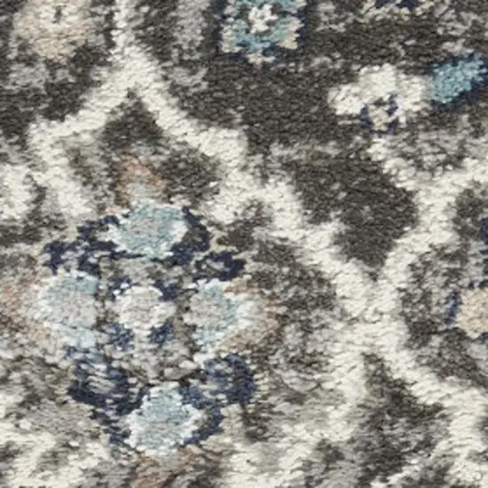 Gray Floral Power Loom Area Rug Photo 3