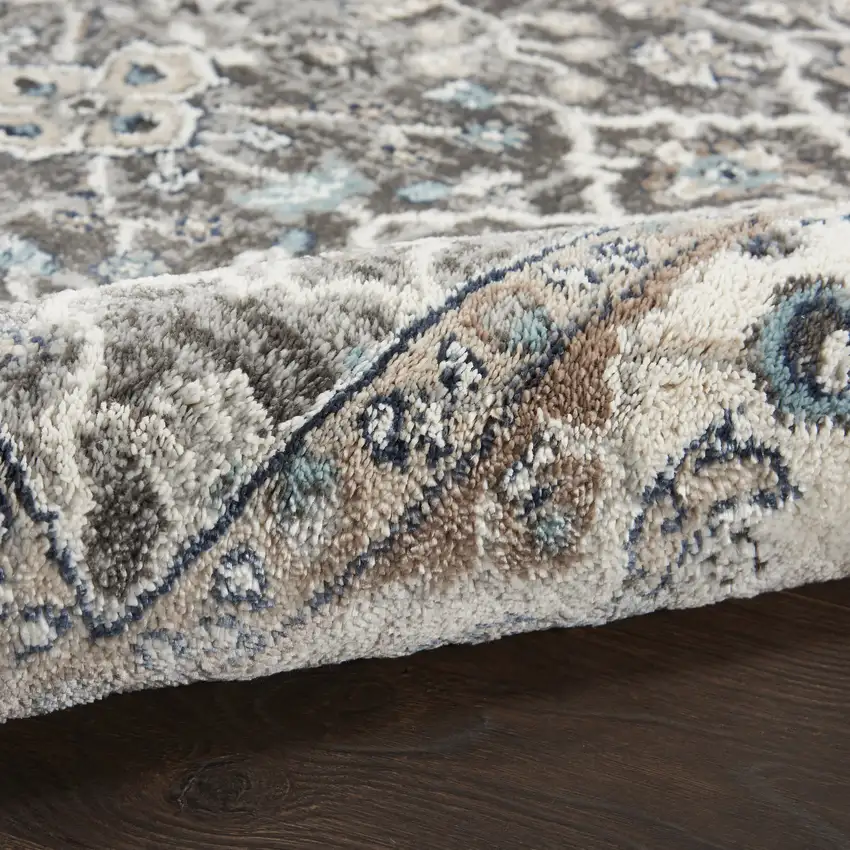 Gray Floral Power Loom Area Rug Photo 8