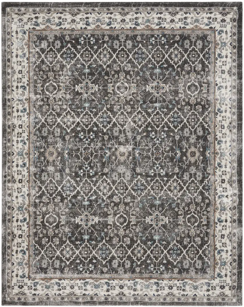 Gray Floral Power Loom Area Rug Photo 4