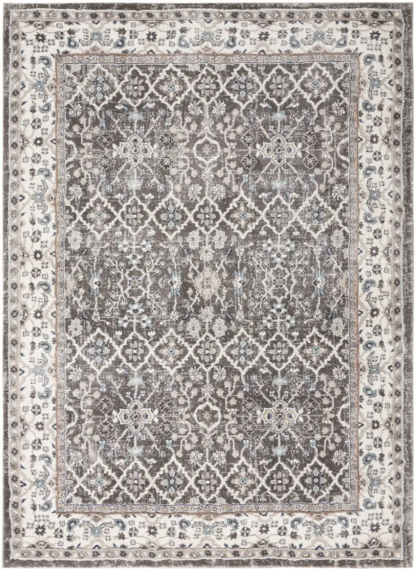 Gray Floral Power Loom Area Rug Photo 4