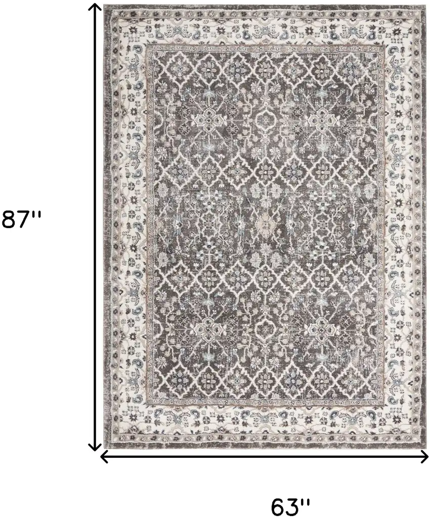 Gray Floral Power Loom Area Rug Photo 3