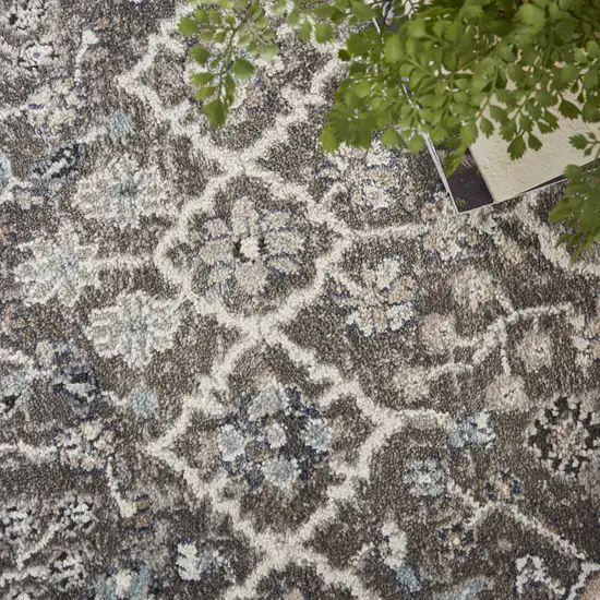 Gray Floral Power Loom Area Rug Photo 8