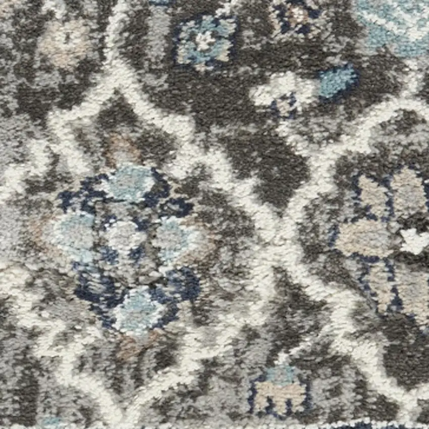 Gray Floral Power Loom Area Rug Photo 4