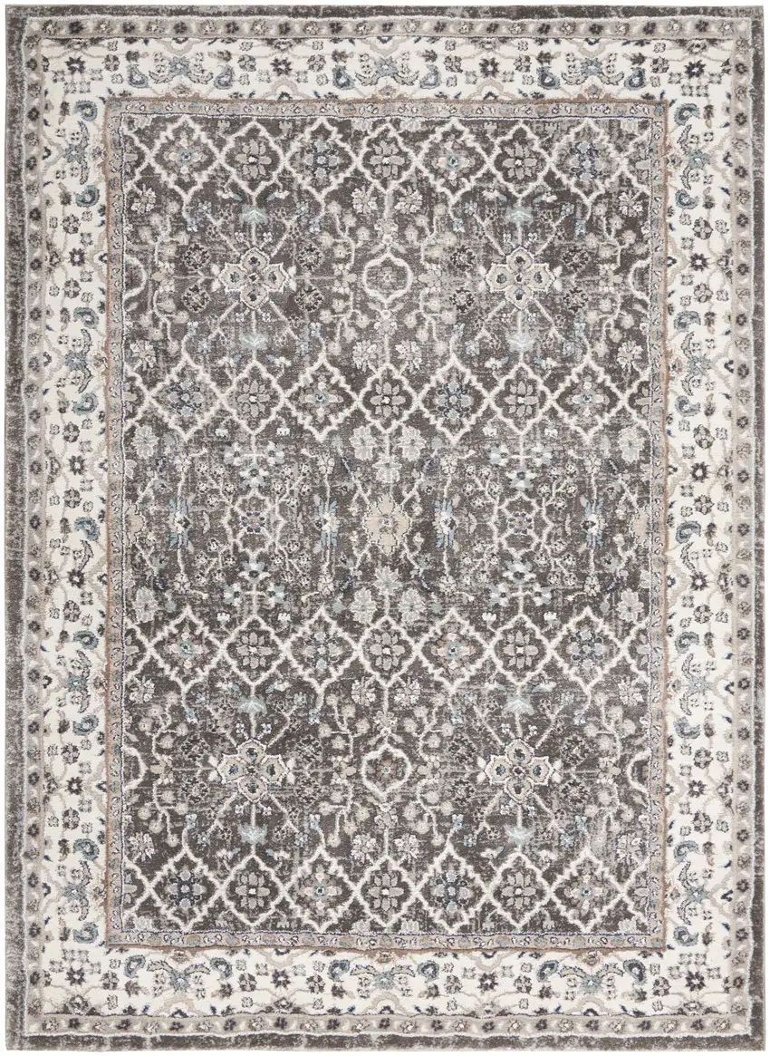 Gray Floral Power Loom Area Rug Photo 2