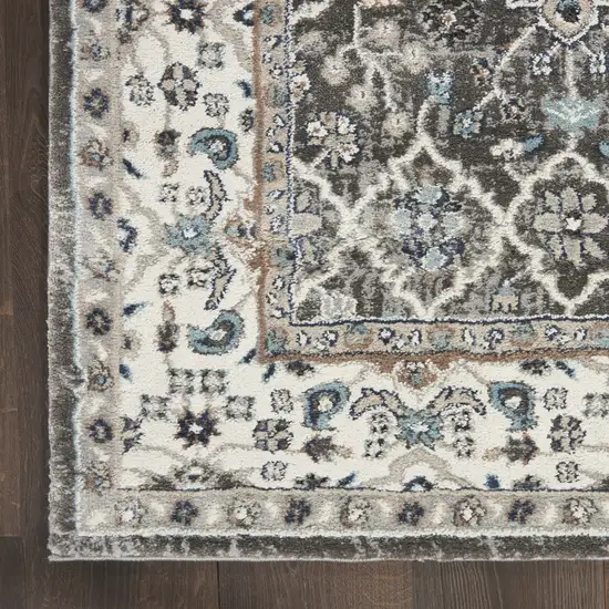 Gray Floral Power Loom Area Rug Photo 9