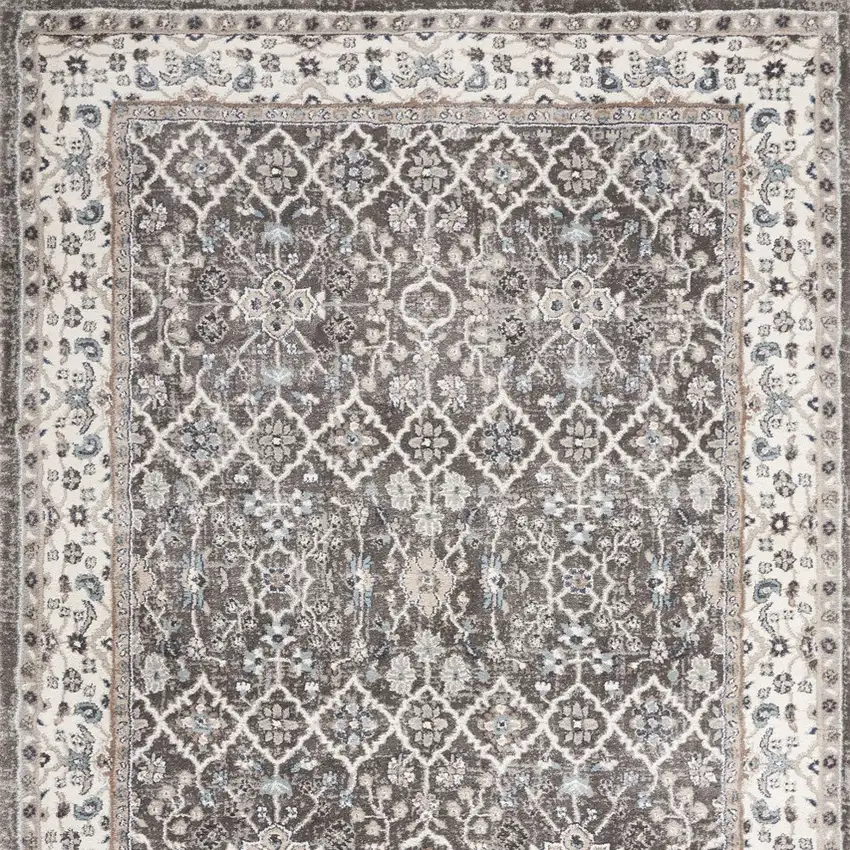 Gray Floral Power Loom Area Rug Photo 8
