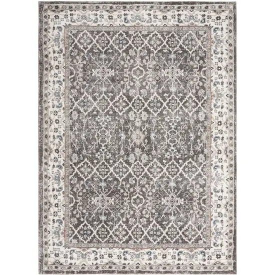 Gray Floral Power Loom Area Rug Photo 1