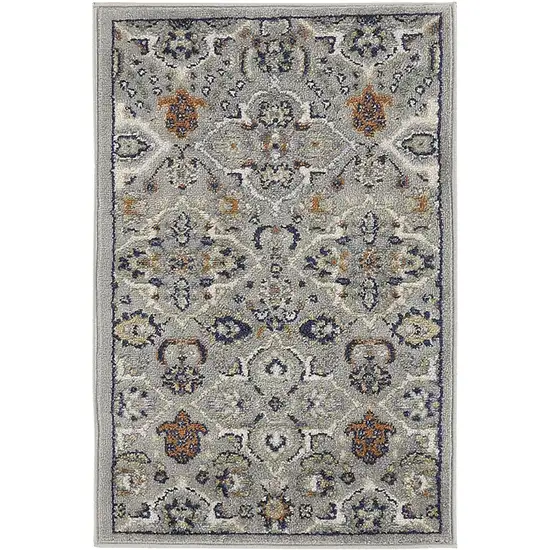 Gray Floral Power Loom Area Rug Photo 1
