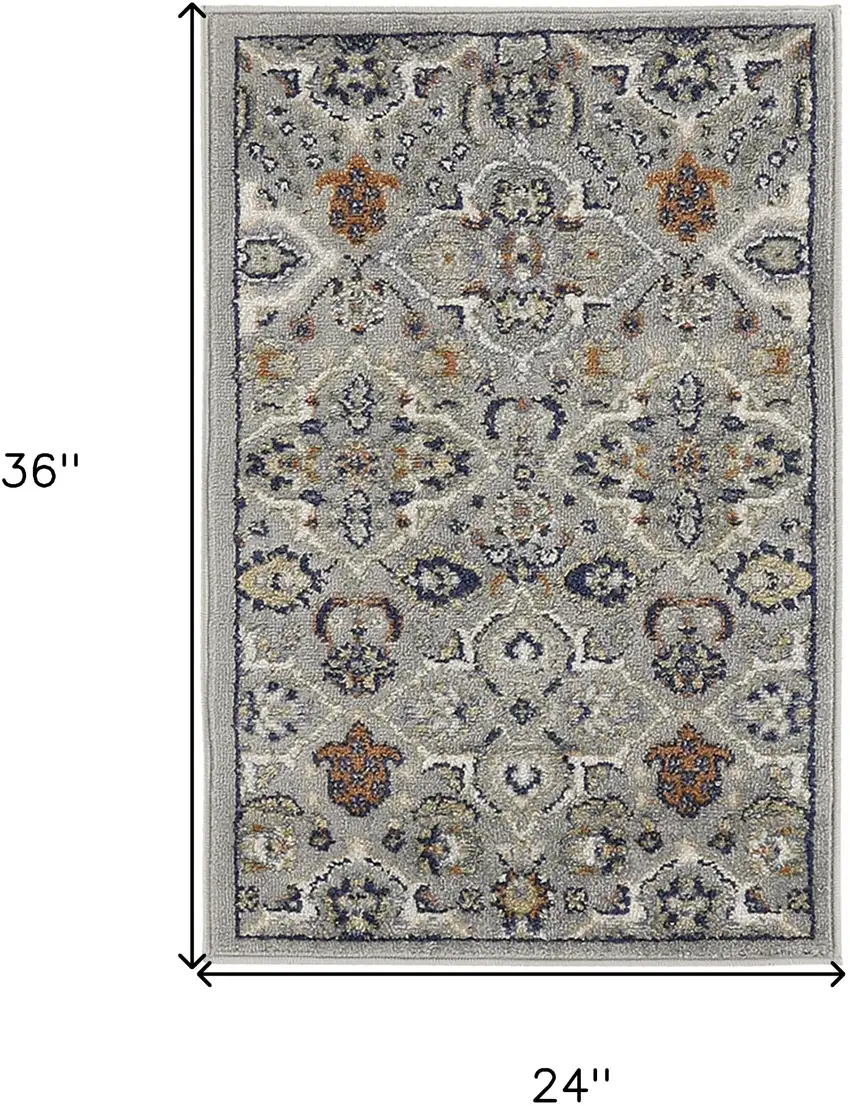 Gray Floral Power Loom Area Rug Photo 3