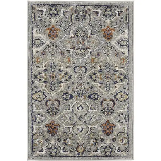 Gray Floral Power Loom Area Rug Photo 6