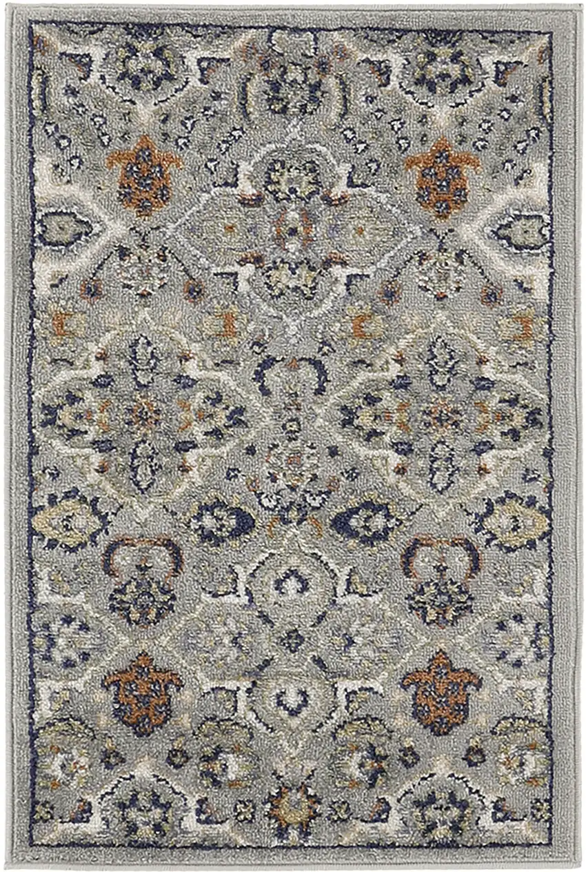 Gray Floral Power Loom Area Rug Photo 6