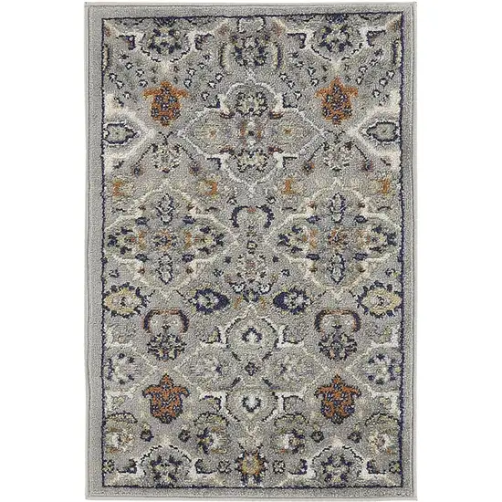 Gray Floral Power Loom Area Rug Photo 2