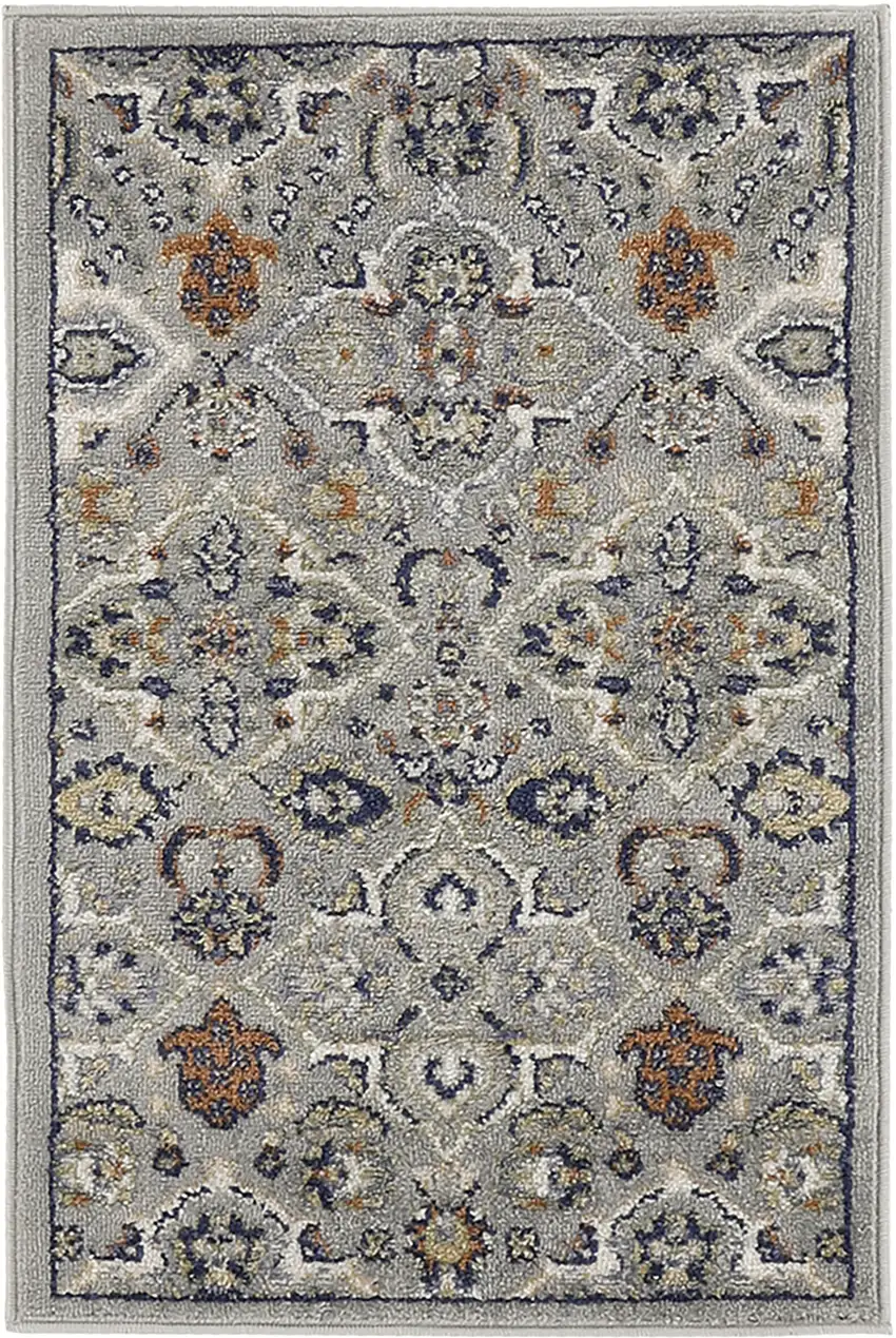 Gray Floral Power Loom Area Rug Photo 2