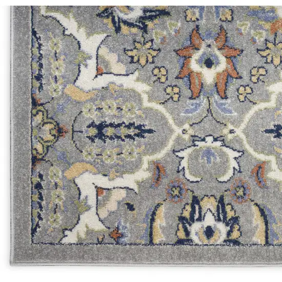 Gray Floral Power Loom Area Rug Photo 5
