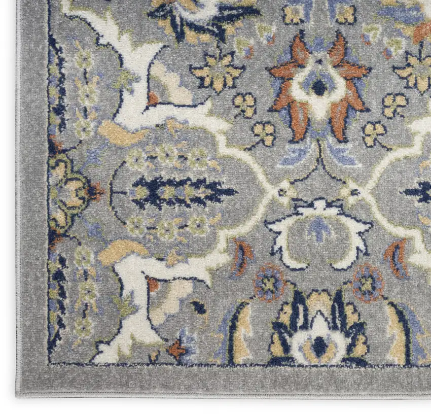 Gray Floral Power Loom Area Rug Photo 5