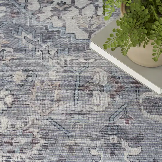 Gray Floral Power Loom Distressed Area Rug Photo 9