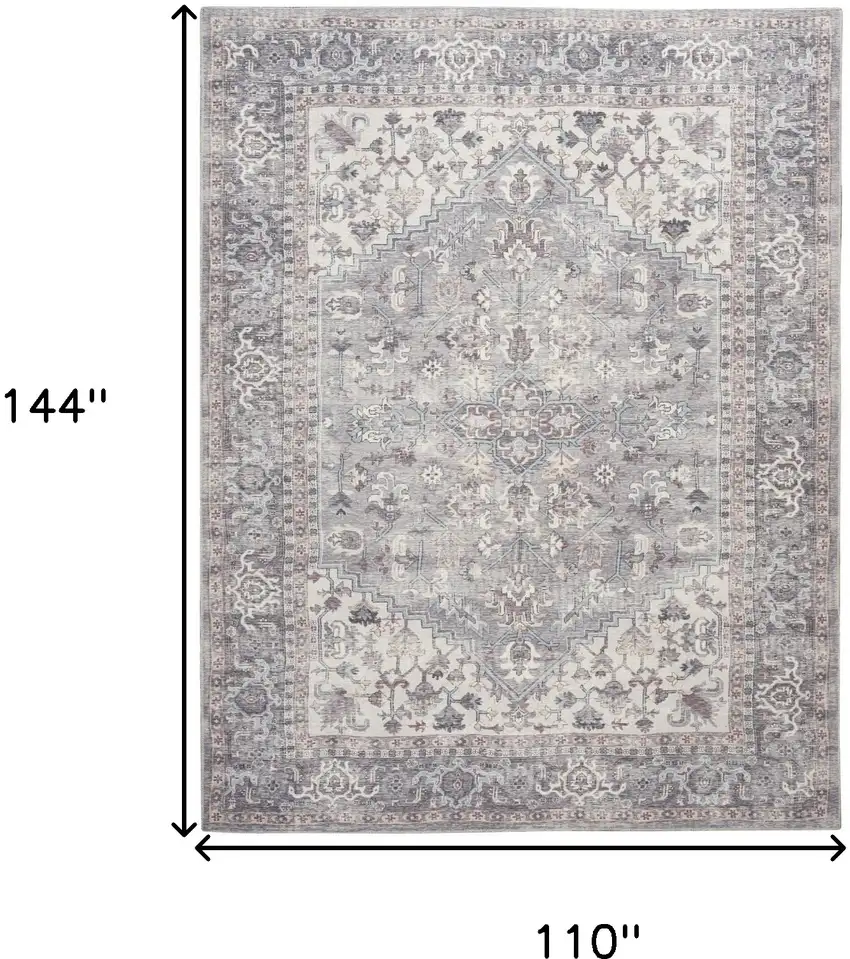 Gray Floral Power Loom Distressed Area Rug Photo 9