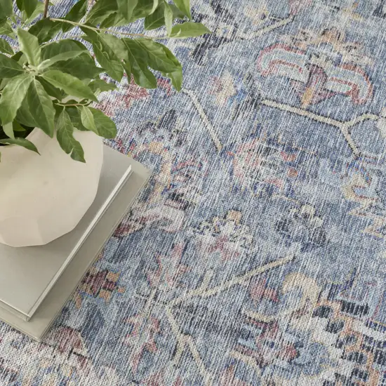 Gray Floral Power Loom Distressed Area Rug Photo 9