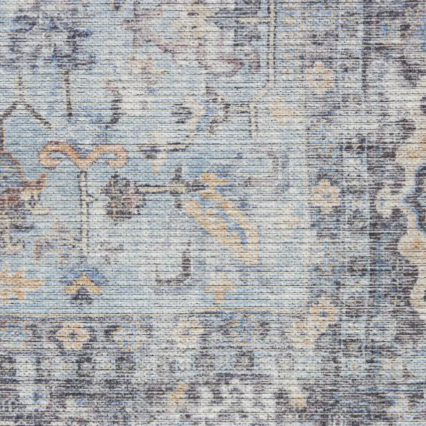 Gray Floral Power Loom Distressed Area Rug Photo 4