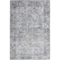 Photo of Gray Floral Power Loom Distressed Area Rug