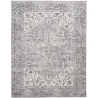 Photo of Gray Floral Power Loom Distressed Area Rug
