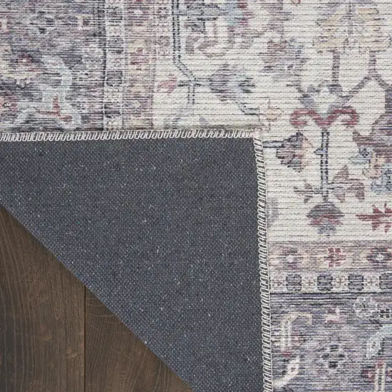 Gray Floral Power Loom Distressed Area Rug Photo 9