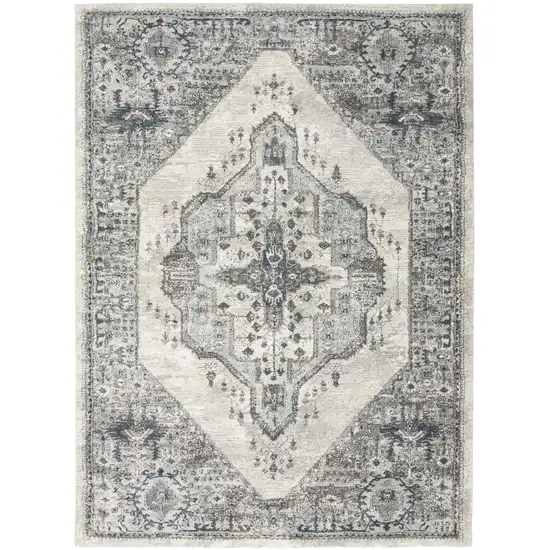Gray Floral Power Loom Distressed Area Rug Photo 4