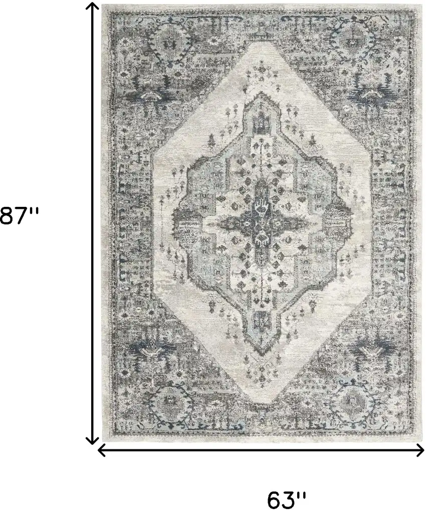 Gray Floral Power Loom Distressed Area Rug Photo 3